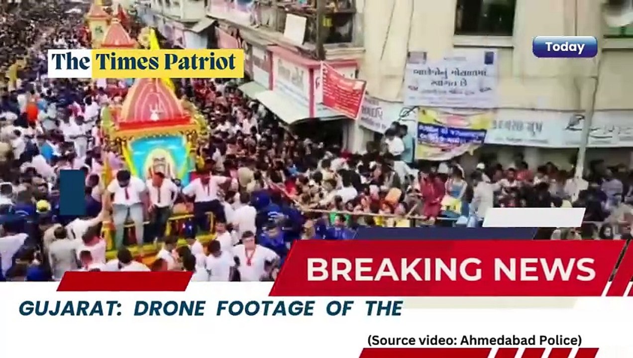 Gujarat: Drone footage of the Jagannath Rath Yatra in Ahmedabad.  (Source: Ahmedabad Police) #JagannathRathYatra #Ahmedabad