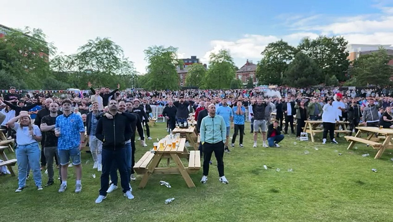 Beer we go! Watch as Sheffield fans throw pints in air as England win on penalties