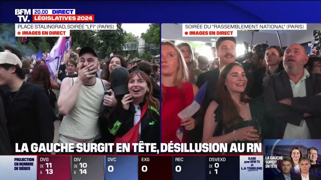 Résultats législatives: explosion de joie au rassemblement de La France insoumise après l'annonce des premières projections