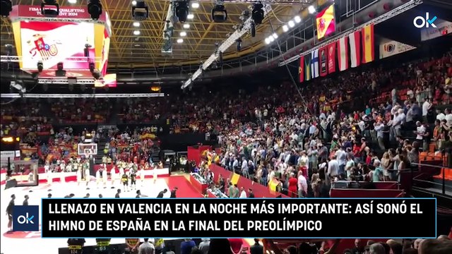 Llenazo en Valencia en la noche más importante: así sonó el himno de España en la final del Preolímpico