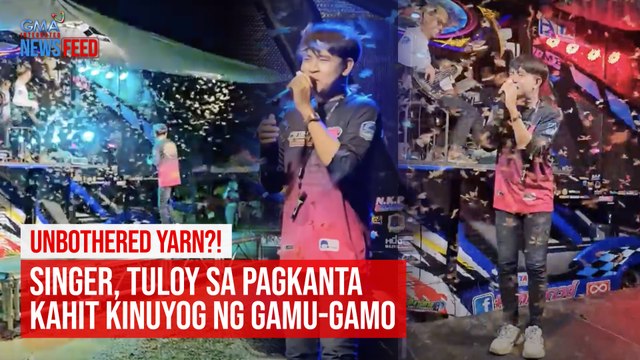 Unbothered yarn?! Singer, tuloy sa pagkanta kahit kinuyog ng gamu-gamo | GMA Integrated Newsfeed