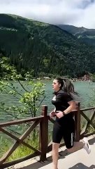 Beautiful girl running exercise