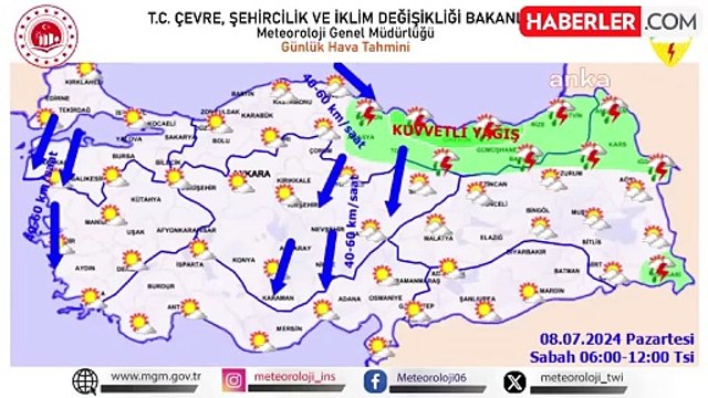 Doğu Karadeniz ve Doğu Anadolu'da Sağanak Yağış Bekleniyor