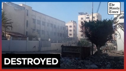 Palestinians inspect damage following strike on school in Gaza City