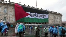 Colombia, gigantesca bandiera palestinese sulla facciata del palazzo del Congresso