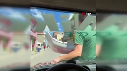 Kaput üzerinde tehlikeli yolculuk! İşte o anlar...