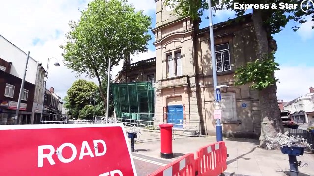 Closed! Area around Bilston Town Hall closed off after the roof starts falling off.