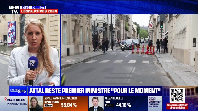 Gabriel Attal vient d'arriver à l'hôtel de Matignon après avoir présenté sa démission à Emmanuel Macron