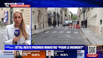 Gabriel Attal vient d'arriver à l'hôtel de Matignon après avoir présenté sa démission à Emmanuel Macron