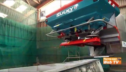 Zoom sur le banc d'essai du Cemagref pour épandeurs d'engrais minéraux