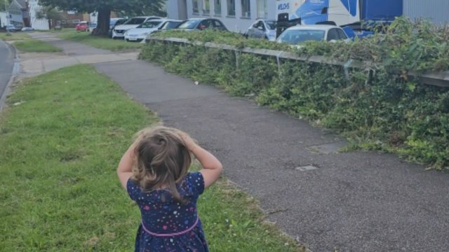 Adorable girl welcomes daddy home after five days apart