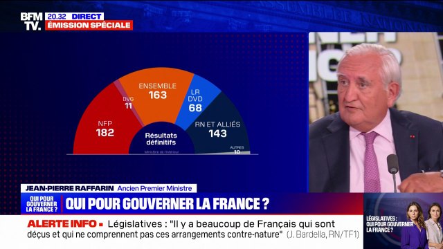 Résultats des législatives: Le mot qui convient, c'est le mot 'désordre' , estime Jean-Pierre Raffarin (ancien Premier ministre)