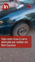 Ex-namorada destrói veículo Gol após ataque de fúria em Bom Sucesso