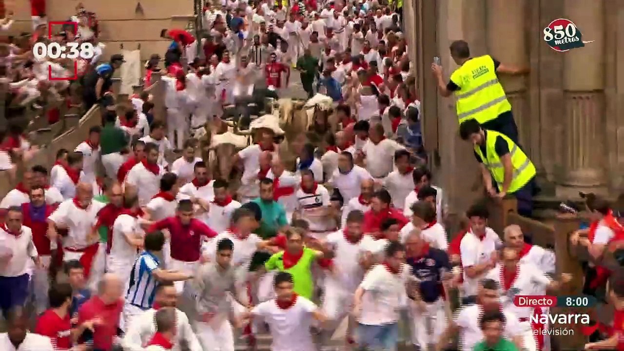 Tercer encierro de los Sanfermines con los astados de Victoriano del Río