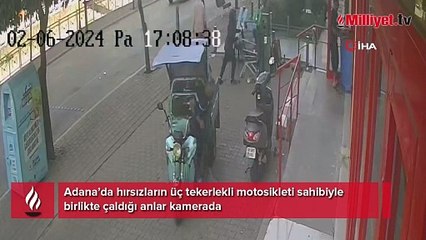 Adana'da hırsızlar, motosikleti sahibiyle birlikte çaldı