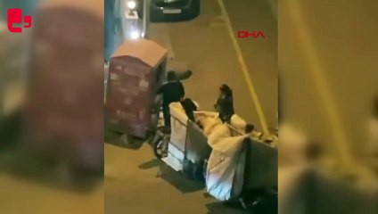 Avcılar'da giysi kumbarasından hırsızlık kamerada