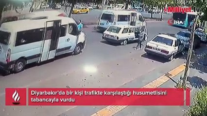 Trafikte karşılaştığı husumetlisini tabancayla vurdu