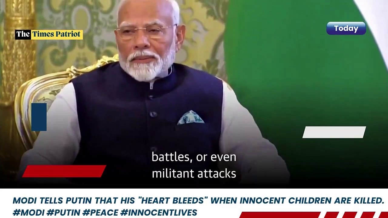 Modi tells Putin that his "heart bleeds" when innocent children are killed. Modi #Putin #Peace #InnocentLives