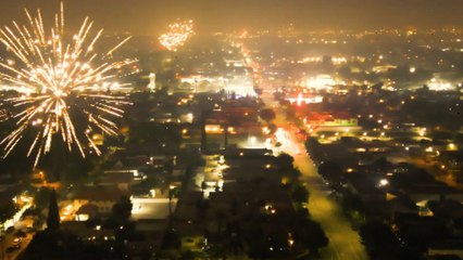 Incredible aerial footage of LA people celebrating 4th of July in fiery fashion