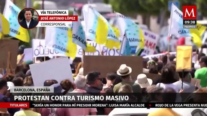 Habitantes de Barcelona realizan protesta contra el turismo masivo