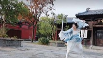 This Chinese girl wields a sword faster than lightning.