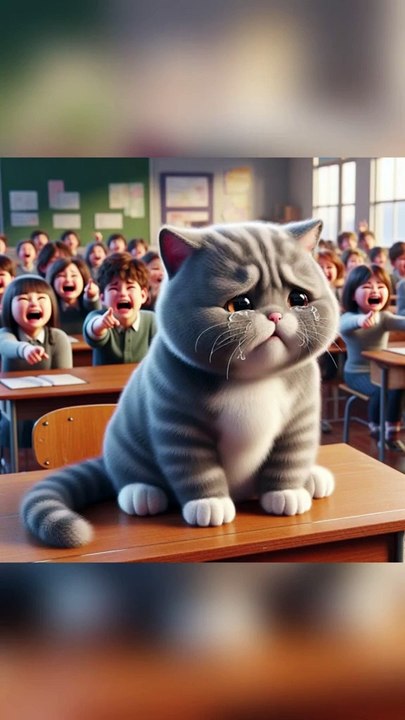 A teased kitten and an angry father cat #shorts #cats #ai #aicats