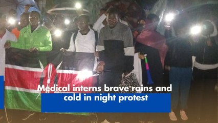 Medical interns brave rains and cold in night protest