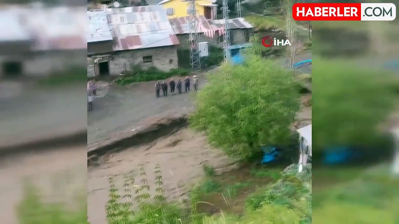 Erzurum'un Narman ilçesinde sağanak nedeniyle dereler taştı