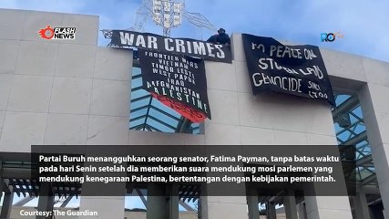 Massa Pro Palestina Bentangkan Spanduk di Parlemen Australia