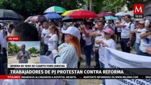 Trabajadores del PJ se manifiestan contra la reforma judicial en Chiapas