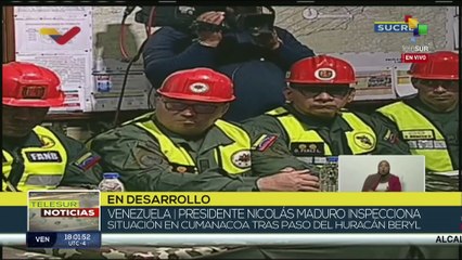 Presidente de Venezuela inspecciona situación en Cumanacoa tras paso del huracán Beryl