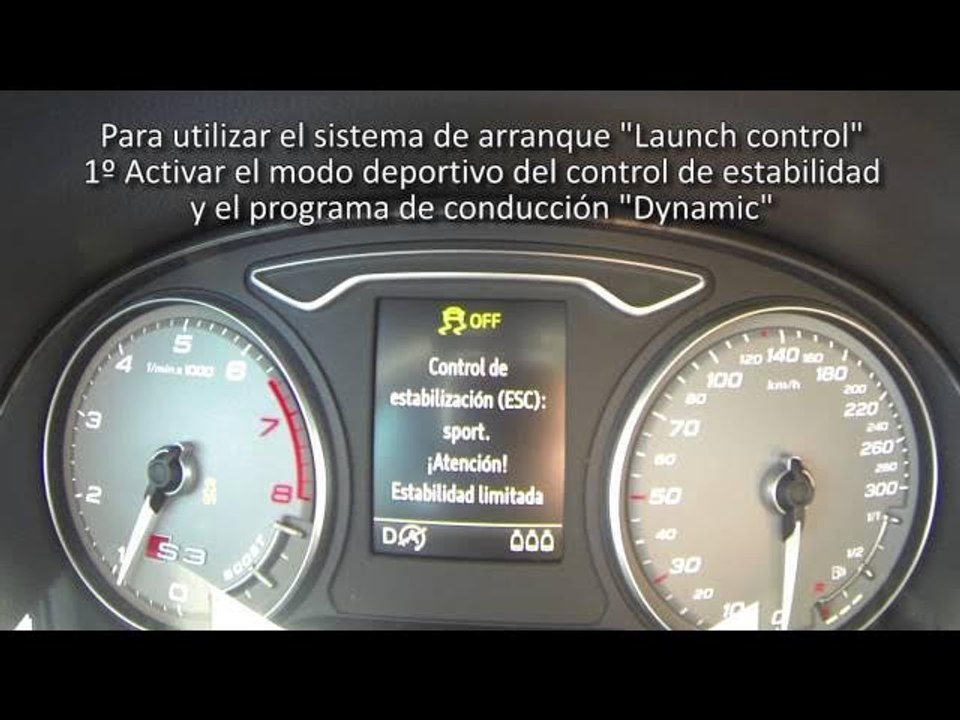 Audi S3. Modelo 2013. Aceleración desde 0 a 100 km/h con "Launch control"