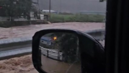 경북 청송 다리 범람 위기 / YTN