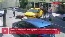 Kontrolsüz dönüş yapan ticari taksi motosiklet ile çarpıştı