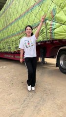 Beautiful Woman Driving a Big Container Vehicle: Empowerment on the Road