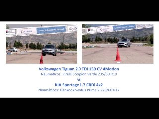 Comparativa Volkswagen Tiguan vs KIA Sportage. Maniobra esquiva (moose test) y eslalon