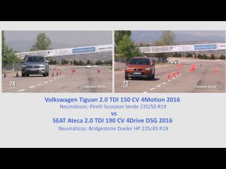 Comparativa Volkswagen Tiguan vs SEAT Ateca. Maniobra de esquiva (moose test) y eslalon | km77.com .