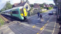 Shocking footage shows people risking their lives at level crossings