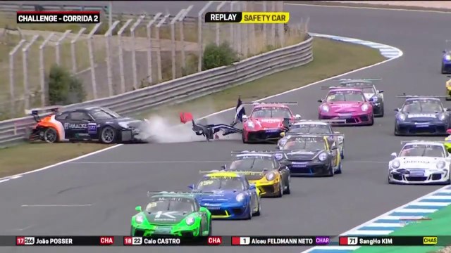Porsche Sprint Challenge Brasil 2024 Estoril Race 2 Restart Locatelli Chaves Big Crash