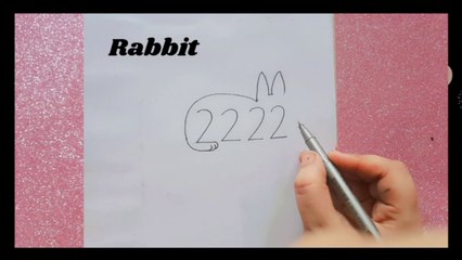How to draw a Rabbit with 2222 numbers /Rabbit drawing step by step