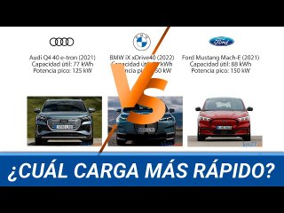 La potencia pico de recarga no lo es todo. De 0 a 100 % Audi Q4 vs. BMW iX vs. Ford Mustang Mach-E