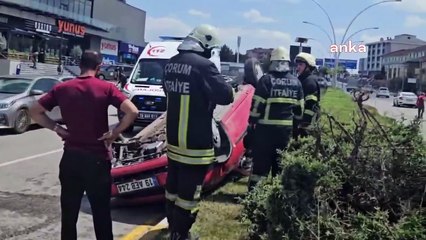 Çorum’da feci kaza: otomobil takla attı