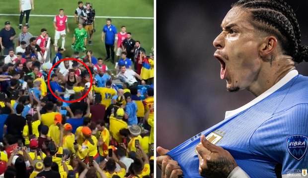 Darwin Núñez no toma bien la eliminación de Uruguay de Copa América y se va a los golpes con aficionados de Colombia