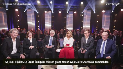 Claire Chazal souligne sa taille de guêpe avec une jupe taille haute flamboyante, face à une foule d'invités de marque