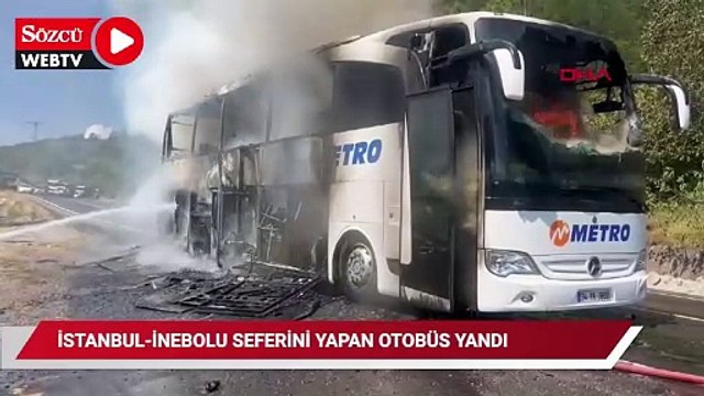 İstanbul-İnebolu seferini yapan özel bir otobüs firmasına ait otobüste yangın çıktı
