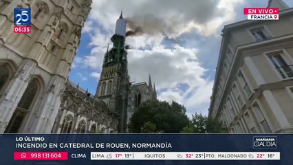 Fransa'nın 200 yıllık Katedralin'in burcunda yangın çıktı