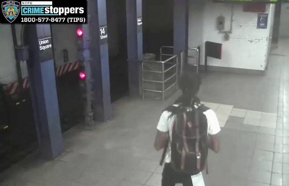 Man gropes woman walking up steps at Union Square subway station