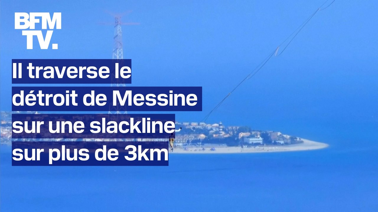 Italie: un athlète estonien traverse le détroit de Messine sur une slackline de plus de 3 km
