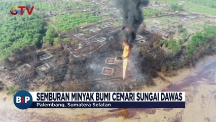 Sumur Minyak Ilegal Terbakar, Semburan Minyak Bumi Cemari Sungai Dawas