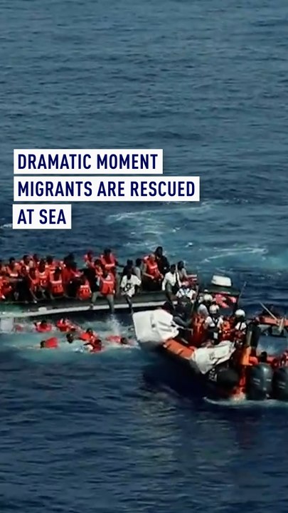 Dozens of migrants on overcrowded rubber boat rescued at sea
